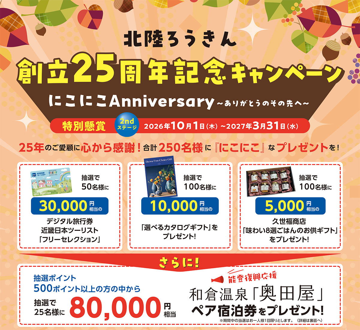 「北陸ろうきん創立25周年記念キャンペーン 2ndステージ」実施中！